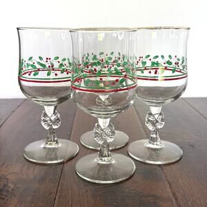 Set of 4 Vintage Arby’s Christmas Collection Water Goblets by Libbey